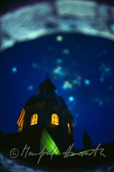 reflexion of the tower of St Peter's Archabbey