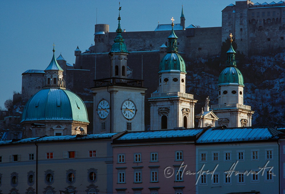 Rathausturm  and Hohensalzburg Castle