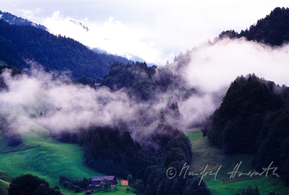 farmhouses, deep clouds