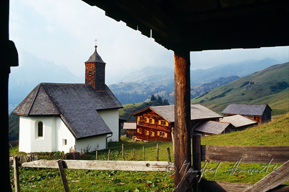 chapel and farmhouses