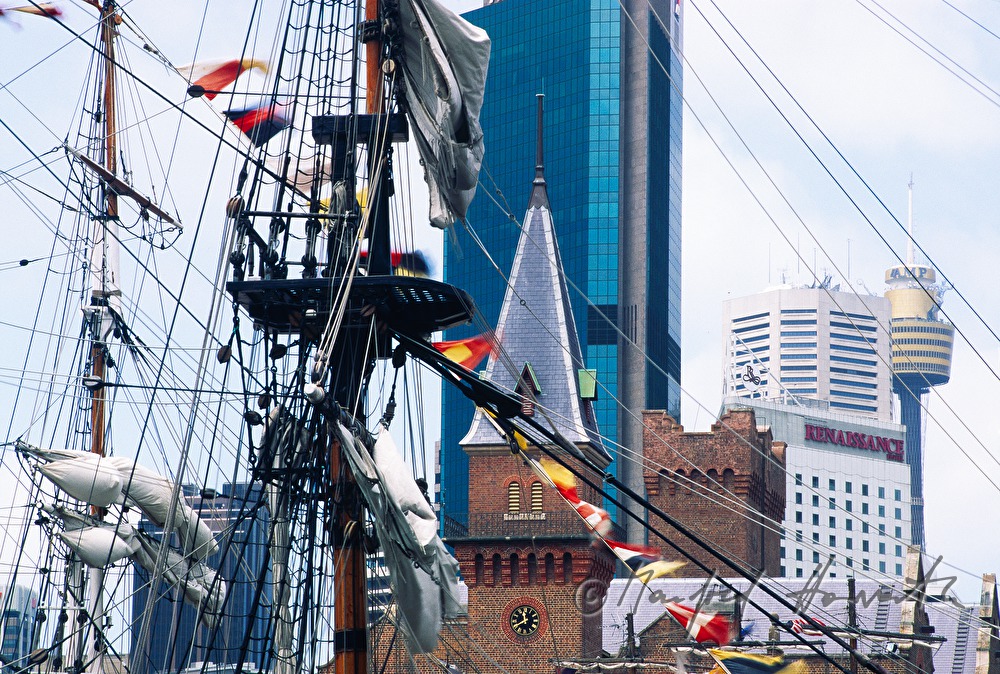 poles and buildings in the harbour