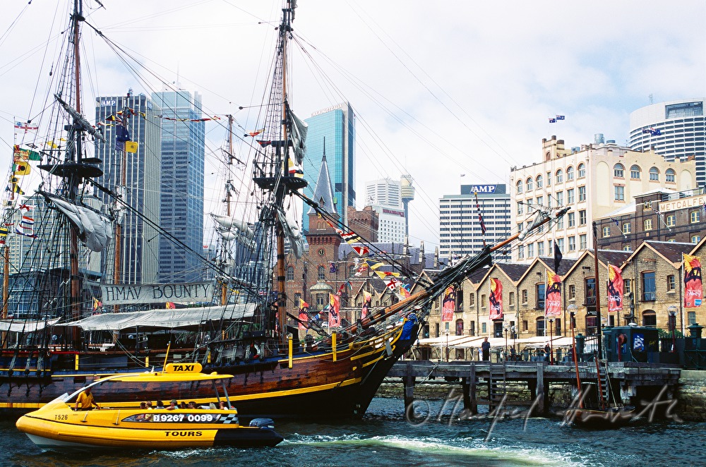 poles and buildings in the harbour