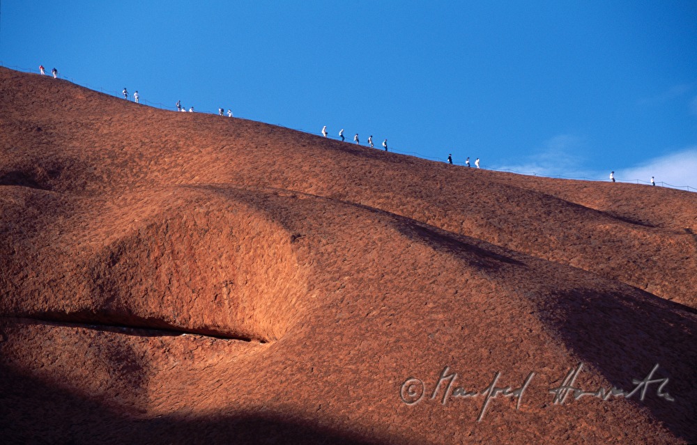 mountain climbers on the ridge