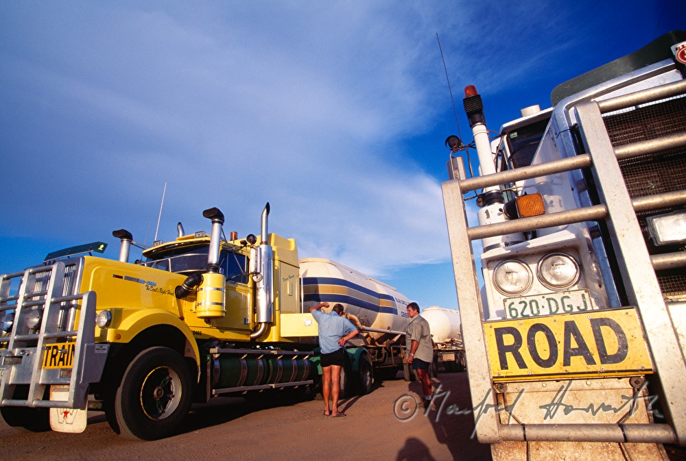 road train parking at a roadhouse