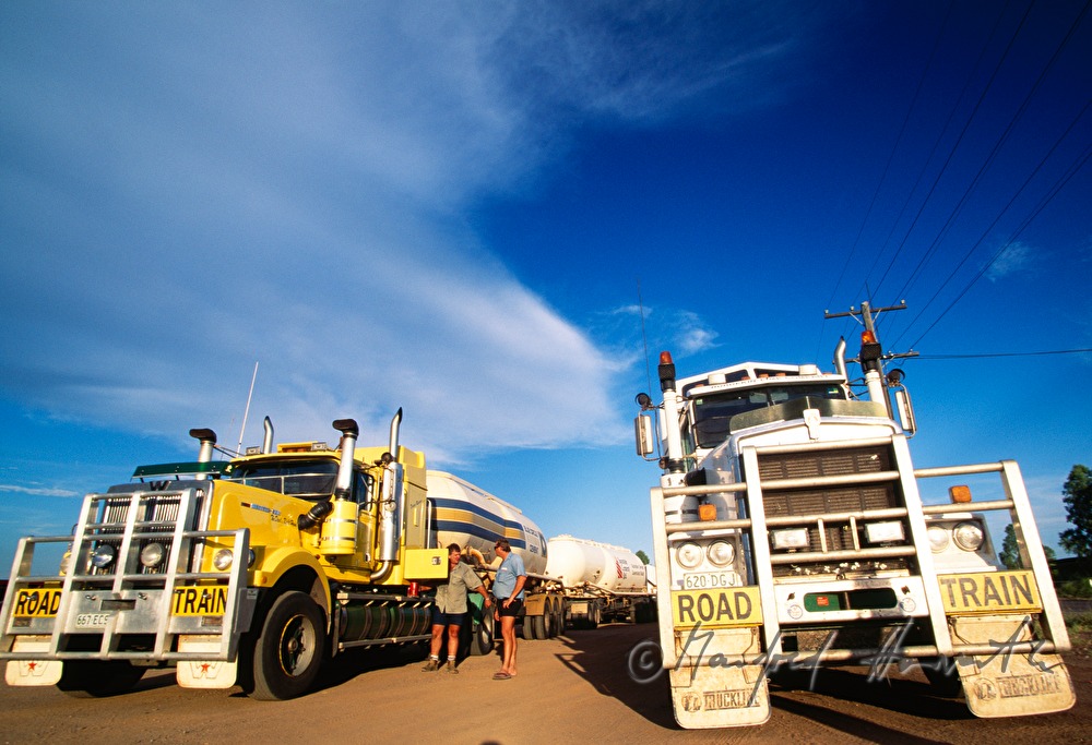 road train parking at a roadhouse