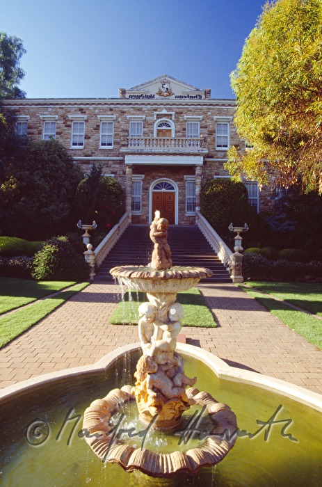 fountain and park in front of the wine castle