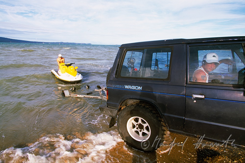 pulling out the jet-boat