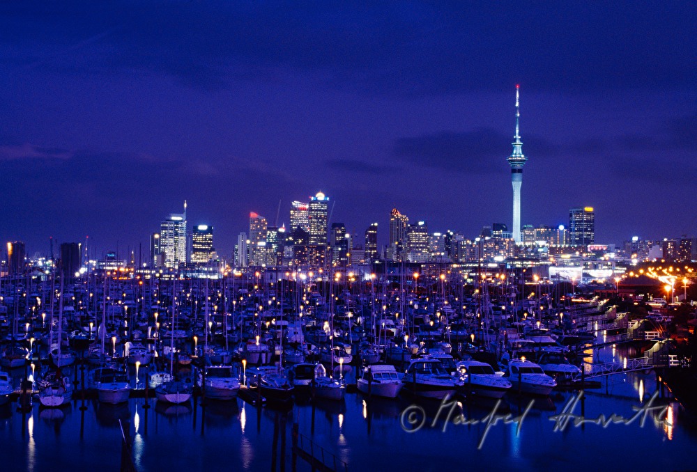 skyline with boats of Westhaven