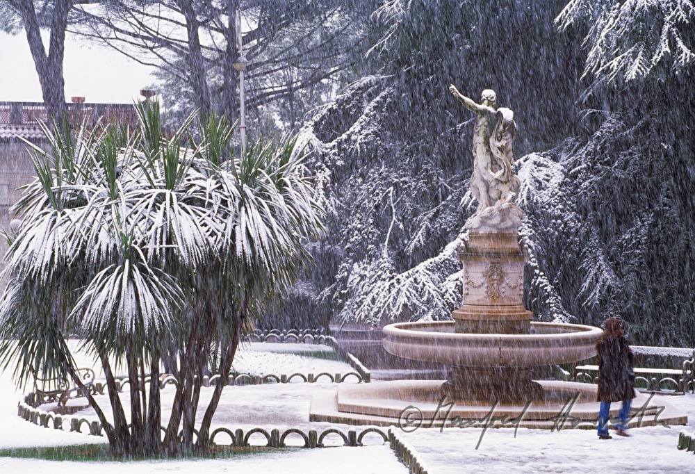 snowcovered fountain of Hotel Millenium