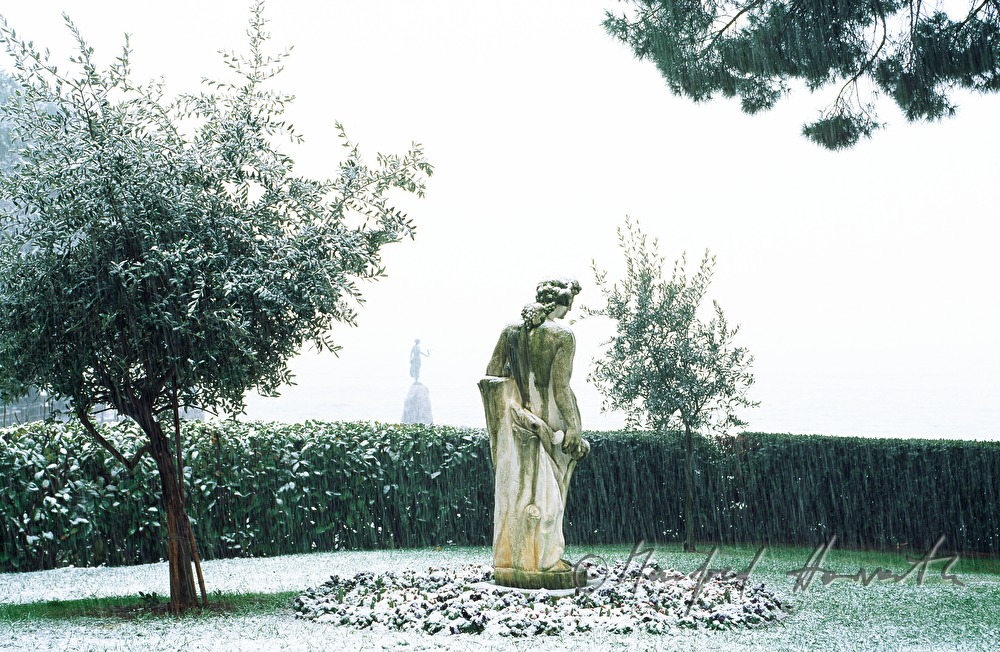 snowcovered sculpture of Hotel Millenium