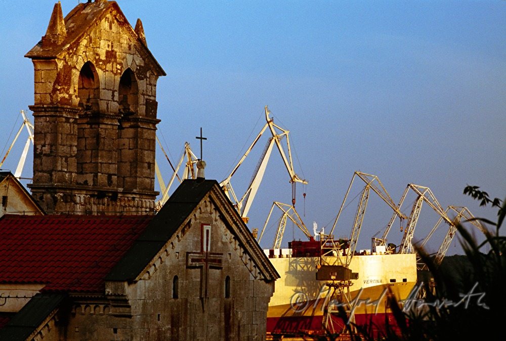 shipyard and chapel at the harbour