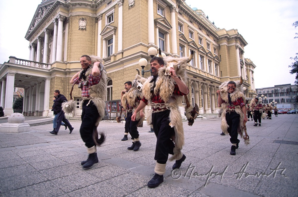 Group of Perchts on the way to the Karneval.
