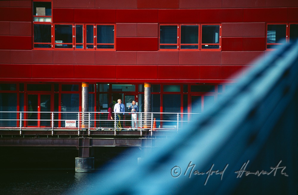 footbridge and office building