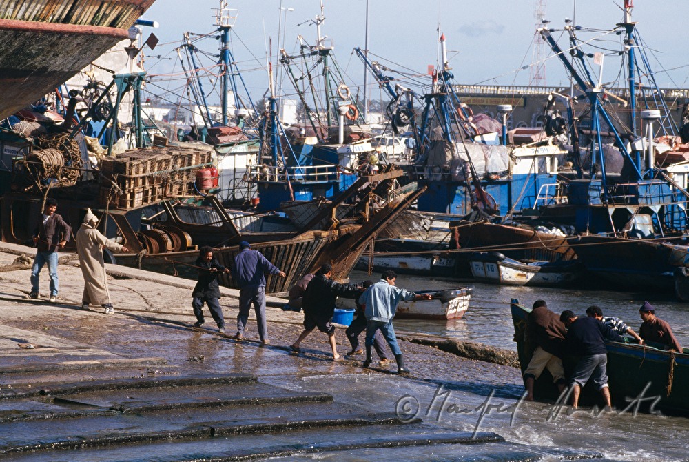 a boat is being pulled out