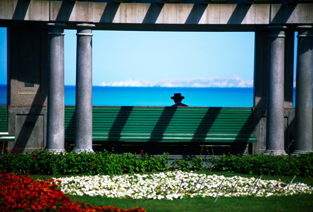 bench with seaview on the waterfront promenade