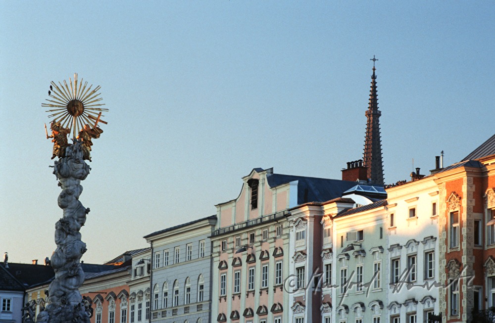 main square with dome and trinity column