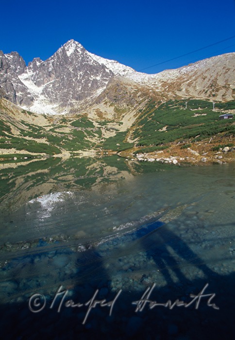 mountain lake and Lomnický štít (Lomnitzky peak)