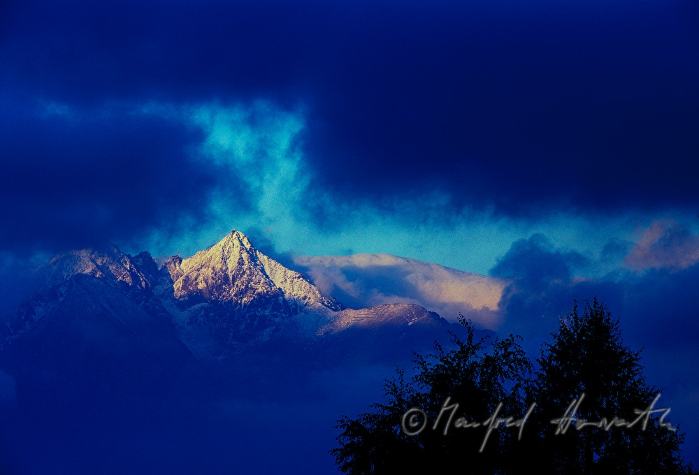 mountaintop and clouds