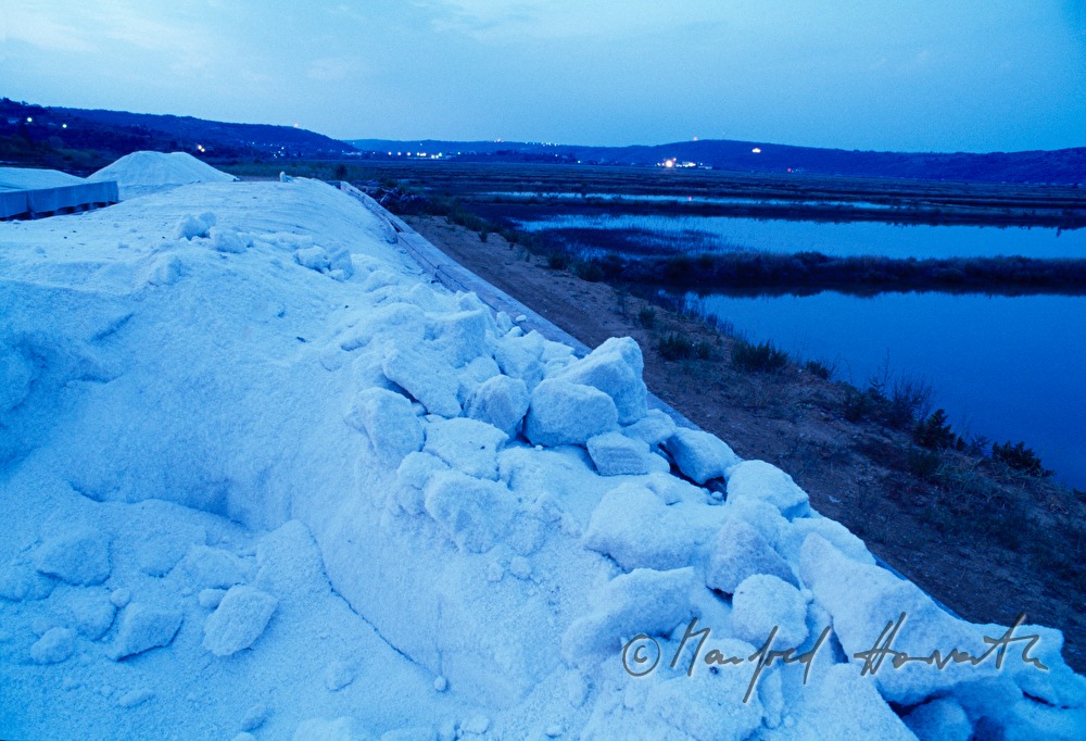 salt storage at the edge of the saline
