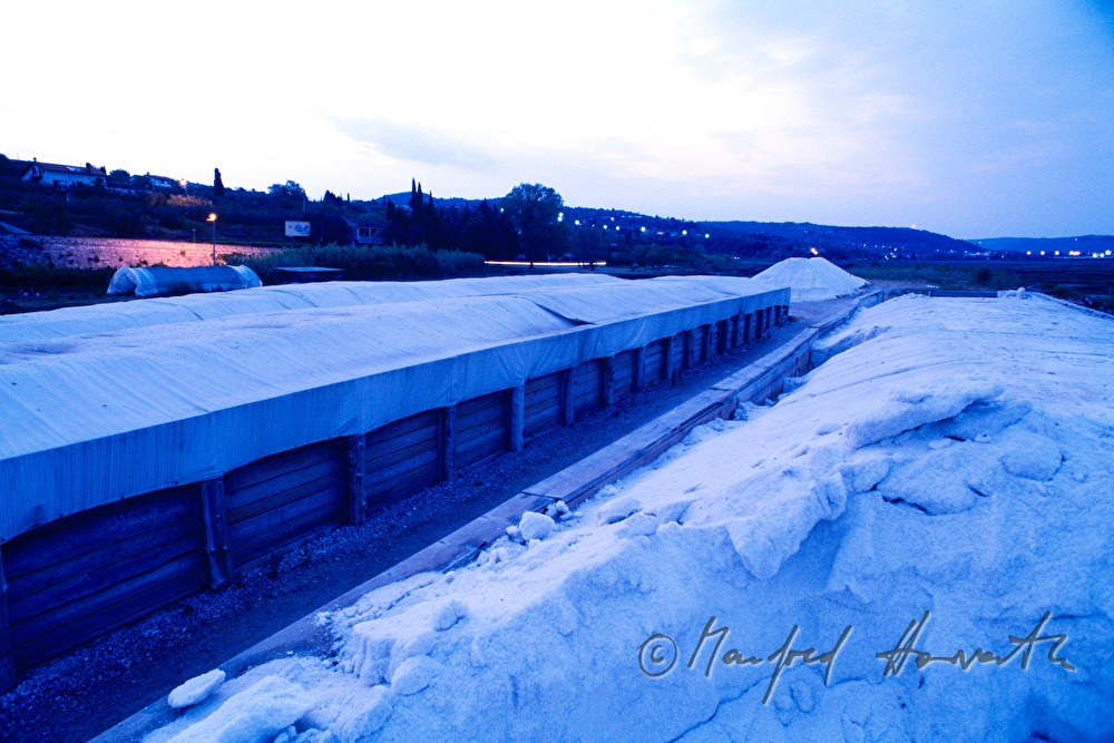 salt storage at the edge of the saline
