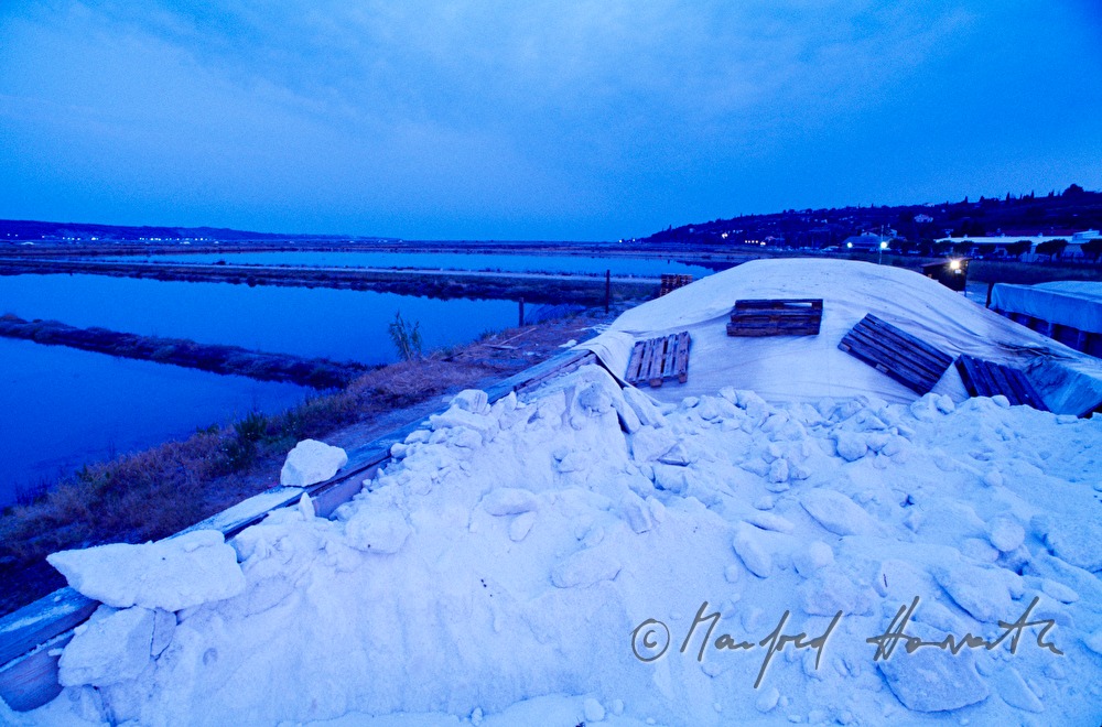 salt storage at the edge of the saline