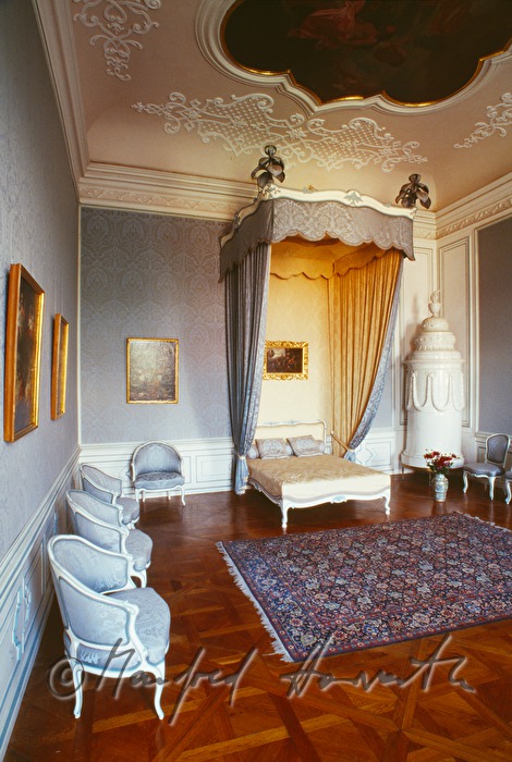 sleeping room and canopy bed