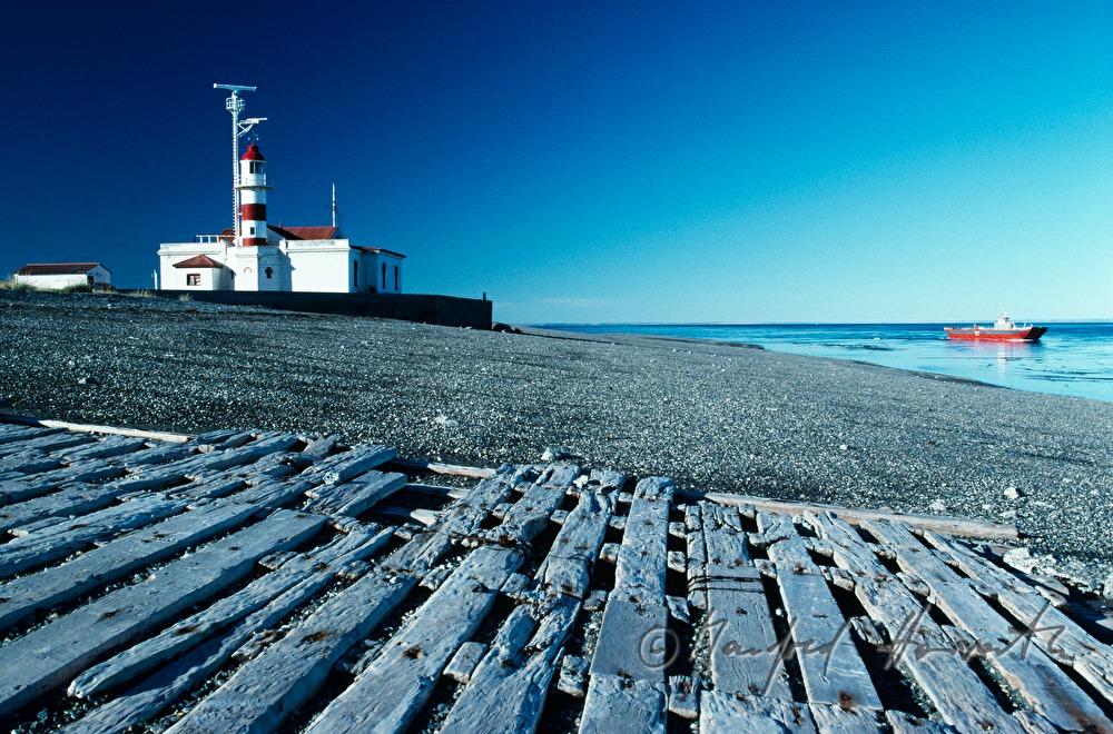 ferry harbour and light house near Porvenir