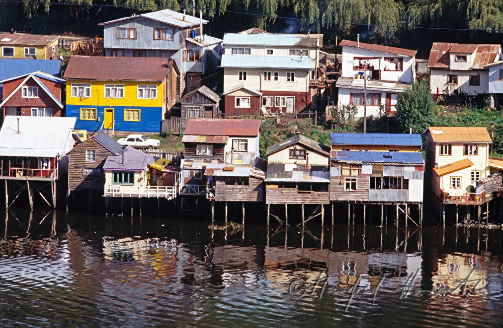 View of some palafitos in Castro