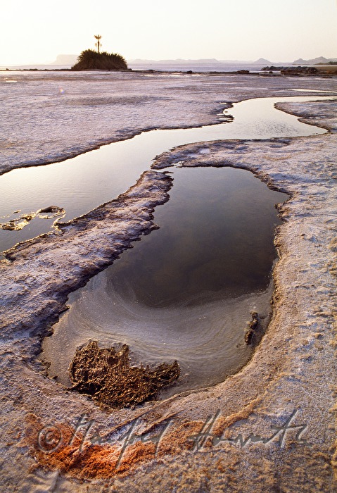 small salt water lake at the Siwa Saltlake
