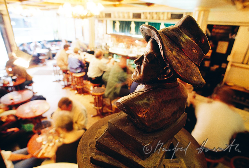James Joyce bust in the shelf