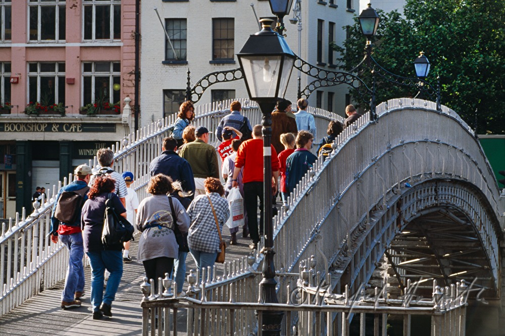 Half Penny Bridge and walkers