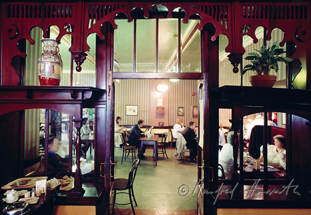 big cafe hall and visitors