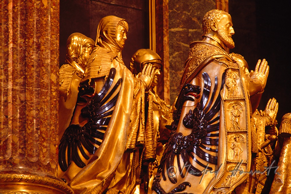 sculptures near the altar in the church
