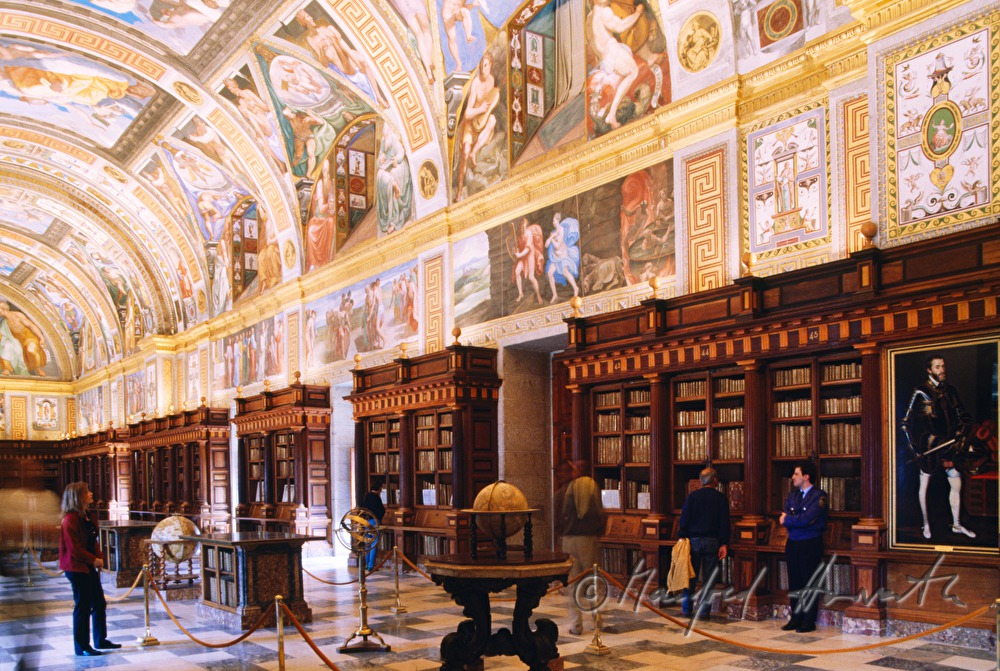 collection of globes in the monastery library