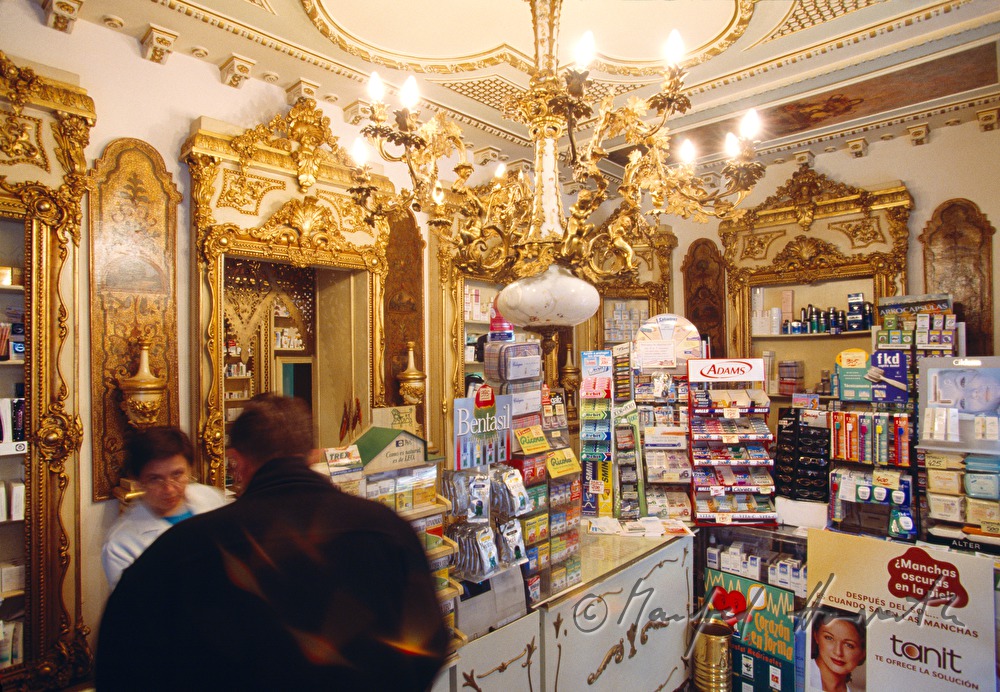 apothecary's shop with a crystal chandelier