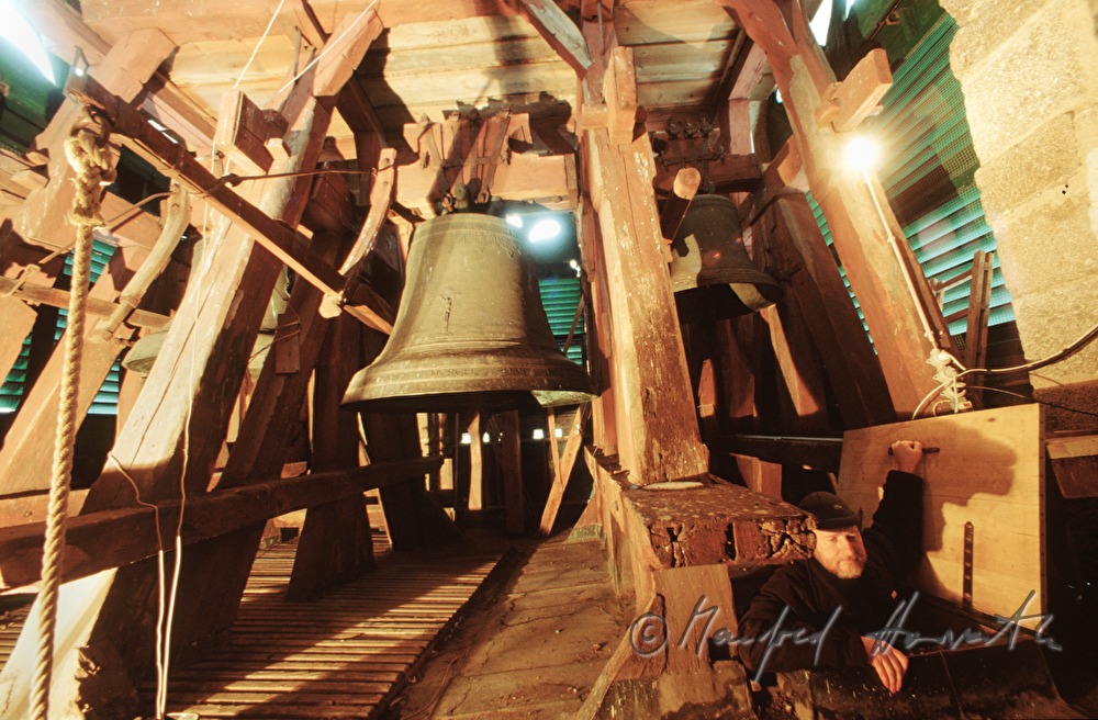 monk in the bell tower of monastery Zwettl