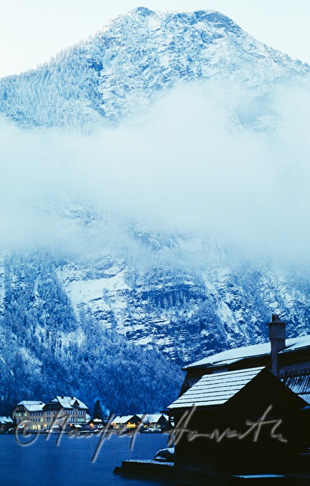 boathouse and the village of Hallstatt