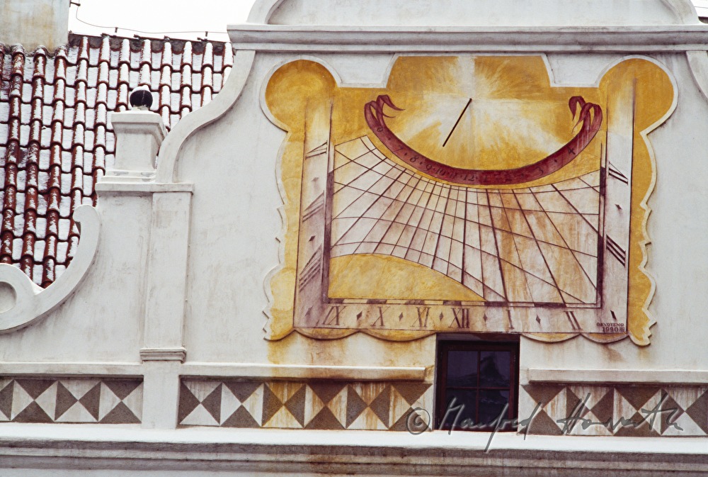 sundial on the fassade of Český Krumlov  Palace