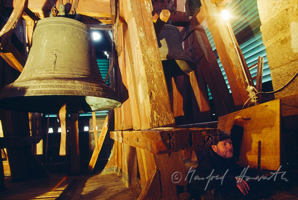 monk in the bell tower of monastery Zwettl