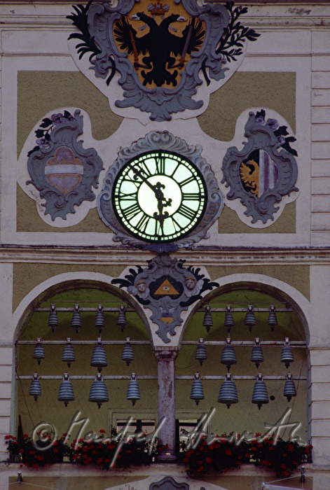 detail of the town hall: bells made of ceramics
