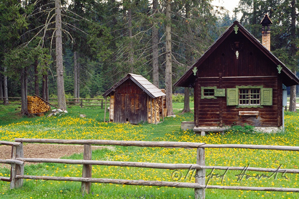 alpine hut near the lake
