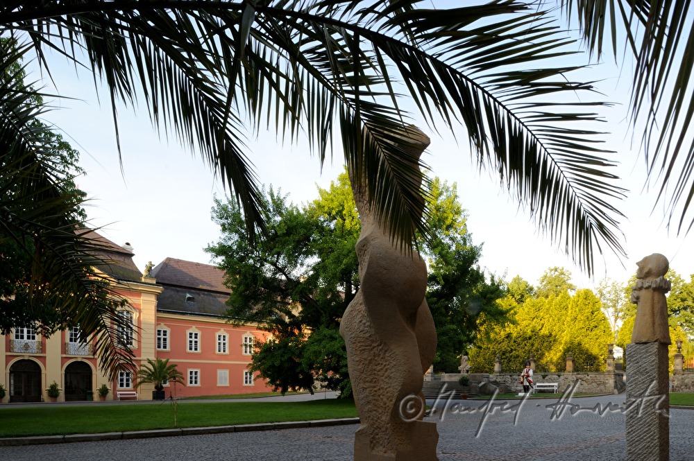 Schloss Dobris, inner courtyard, contemporary sculpture