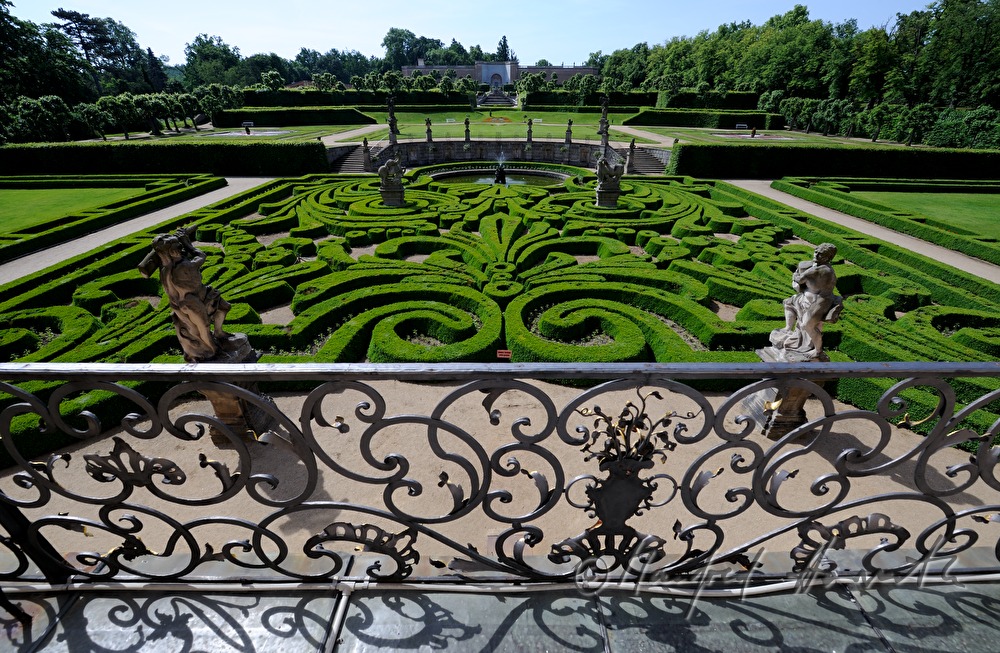 Schloss Dobris, view from the balcony , bosquet