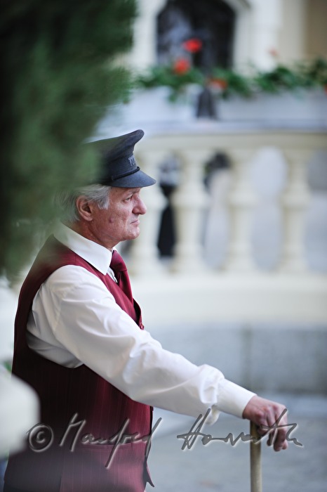 Grandhotel Pupp, uniformed doorman at the main entrance