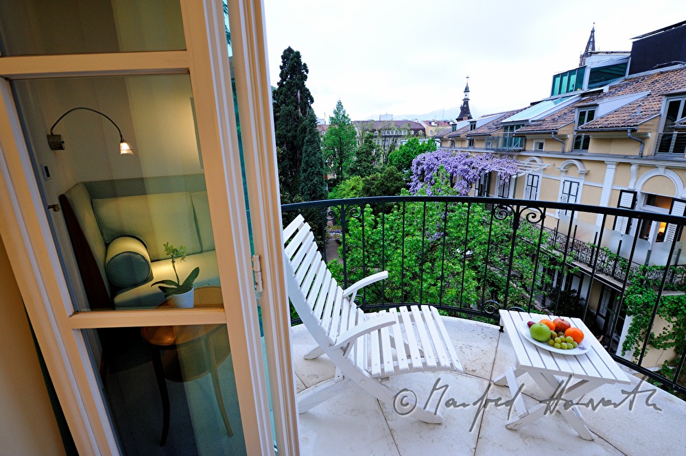 view from the balcony to the garden