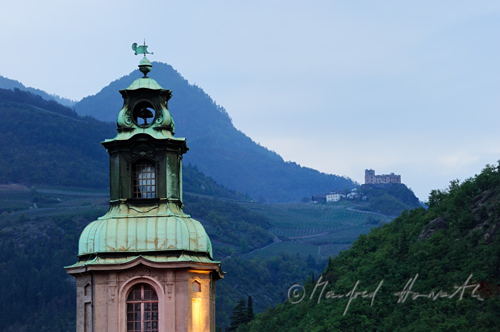 church tower and vineyards