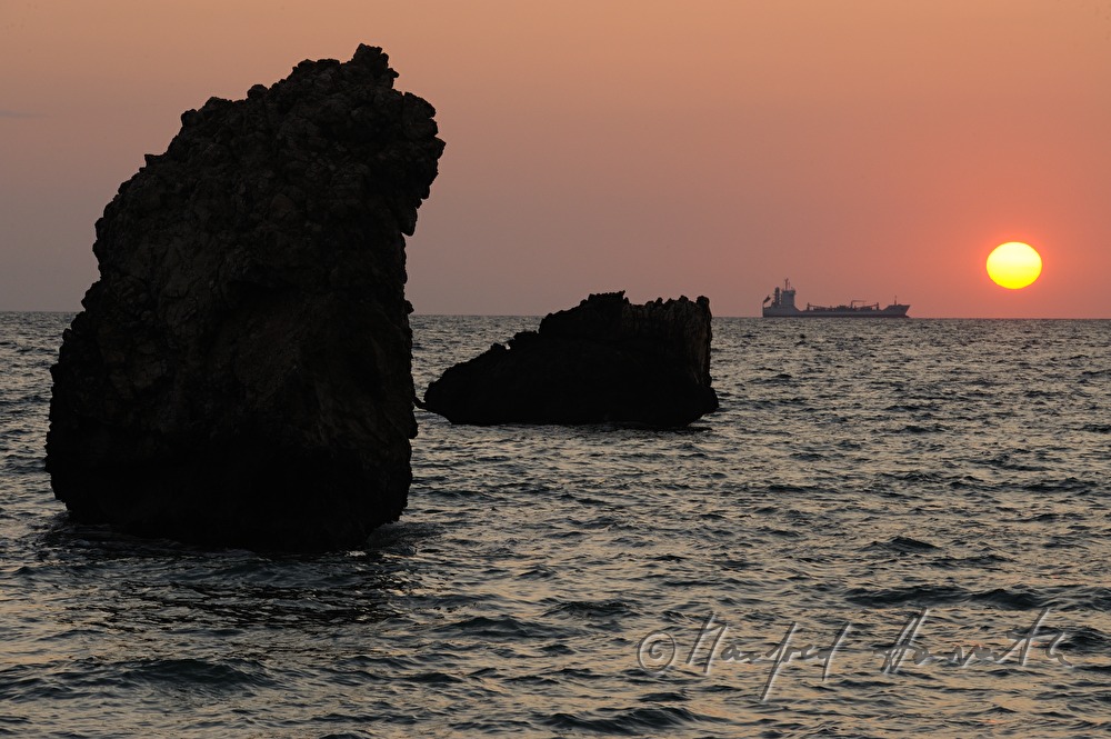 containership passes the beach