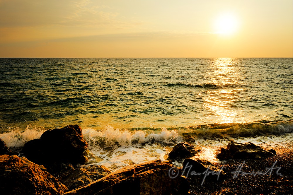 rocks on the sandy beach