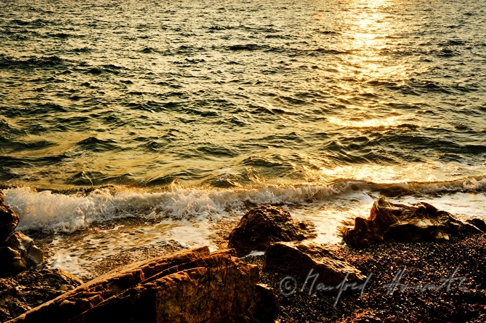 rocks on the sandy beach