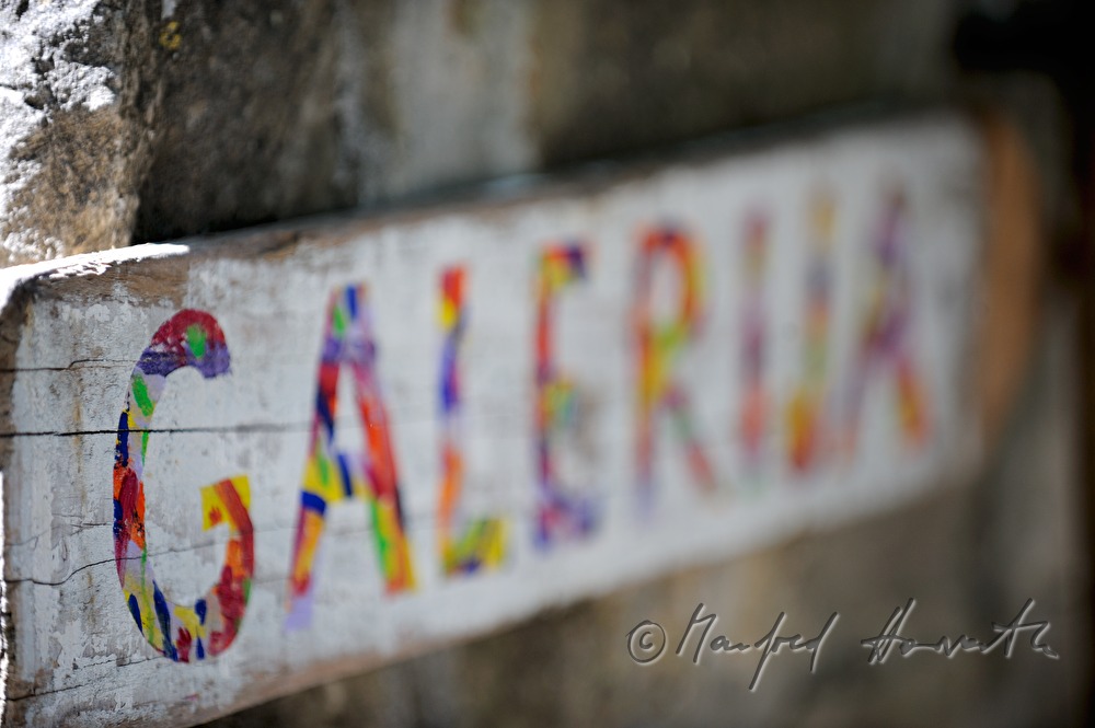 promotional sign of an art gallery